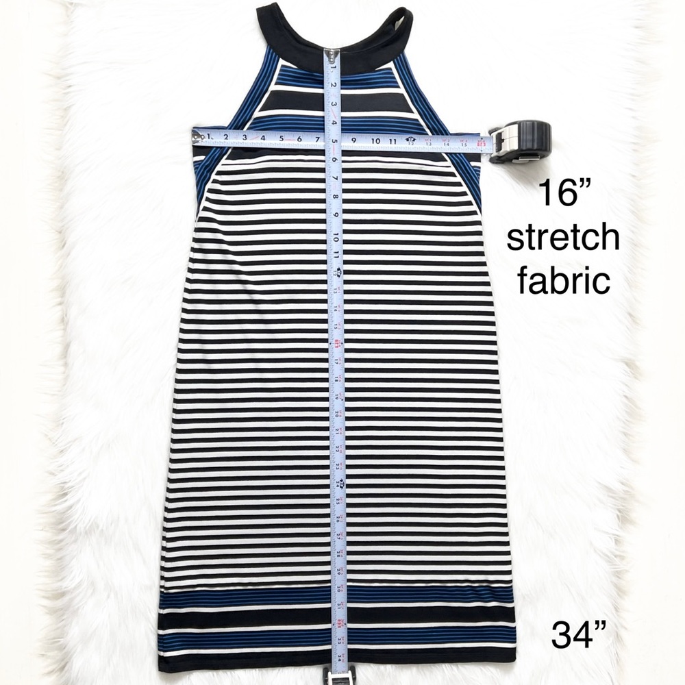 J. Jill Striped Black Blue White Sleeveless Tank Sundress Tee Knit Dress XS - Picture 9 of 9